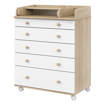 Комод пеленальный раскладной на колёсах Pituso Tori Дуб сонома-белый 01